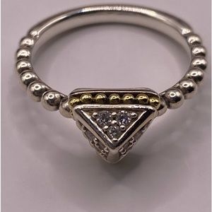 EUC LAGOS Pyramid Caviar Stack Ring in Sterling Silver & 18K Yellow Gold 7